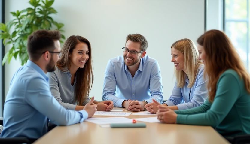 NutriWell nutrition experts collaborating in a modern conference room