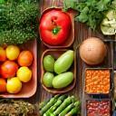 Healthy meal plan laid out with fresh produce